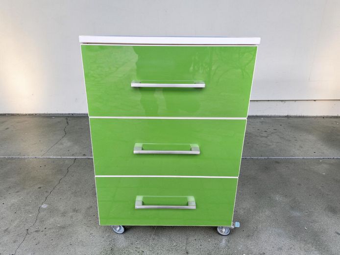 Modern Lime Green 3-Drawer Mobile Pedestal