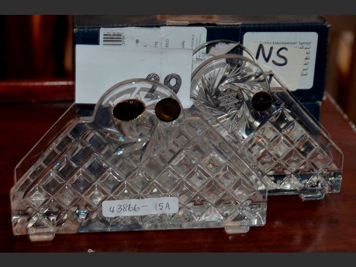PAIR BOHEMIA CRYSTAL NAPKIN HOLDERS