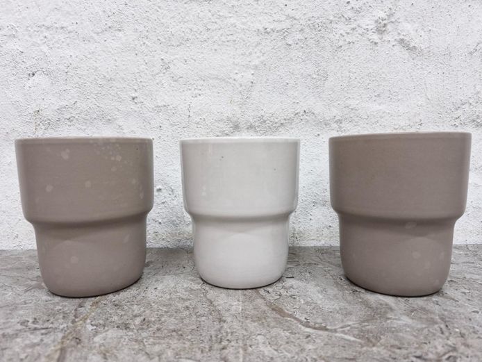 Set of 3 Modernist Ergonomic Ceramic Succulent Pots