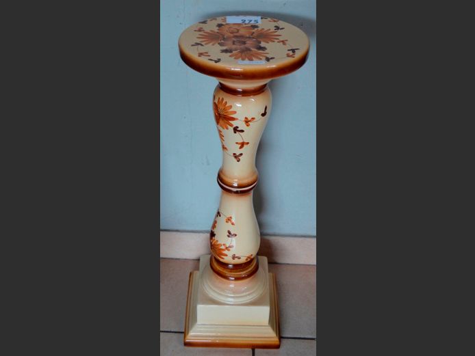 PORCELAIN FLORAL DECORATED PLANT STAND, 25cm Diameter x 76cm High