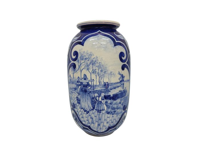 Aleluia Aveiro Hand-Painted Portuguese Ceramic Vase (c. Mid-20th Century)