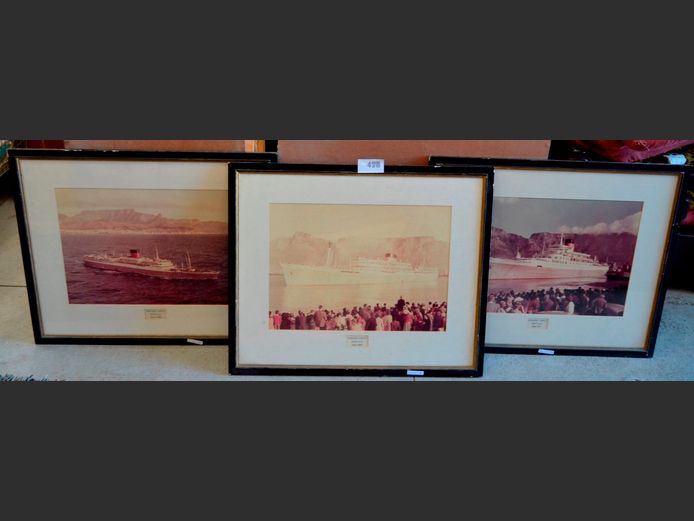 SET OF 3 SHIP PHOTOGRAPHS: WINDSOR 1960-1977, STIRLING 1936-1965 & PRETORIA 1948-1966, 50 x 36cm