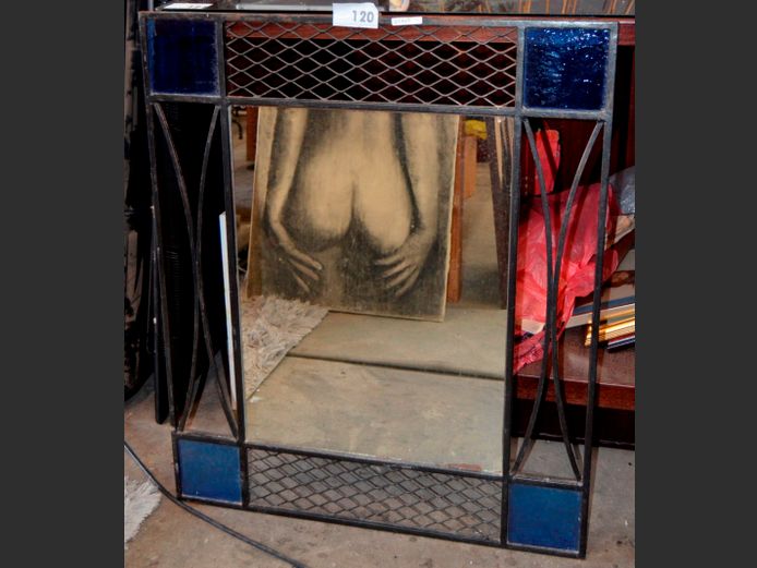 METAL FRAMED MIRROR, 90 x 75cm