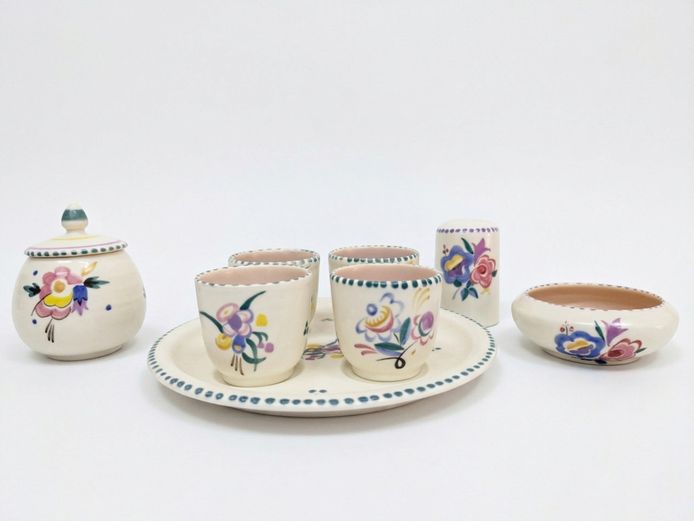 1950's Poole Pottery Hand-Painted Breakfast Set