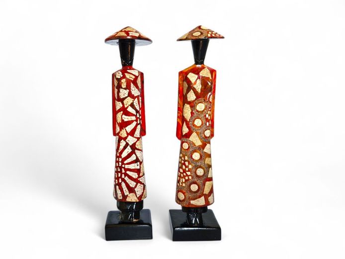 Lacquered Vietnamese Wooden Figures