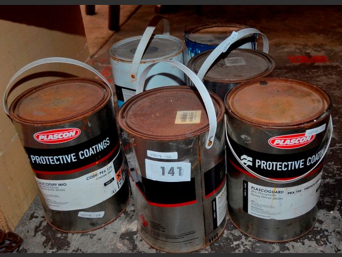 LOT: 6 x 5 LITRE TINS OF ASSORTED PLASCON PAINT [Condition of contents unknown]