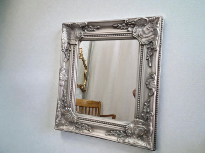 Cartouche Scroll Framed Mirror with Decorative Corners