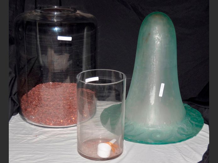 GLASS VASES: FROSTED, OVERSIZED & ANOTHER