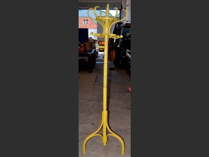 GREEN PAINTED BENTWOOD COAT STAND, 185cm High