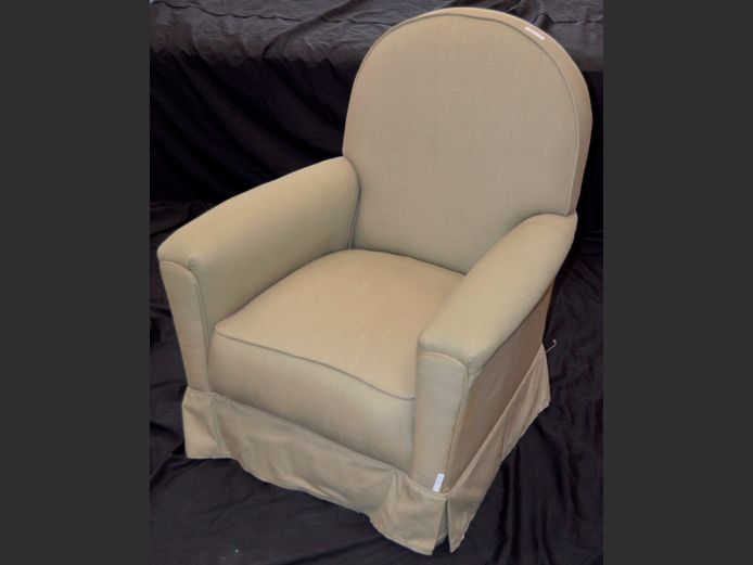 LIGHT GREEN UPHOLSTERED BOUDOIR ARMCHAIR