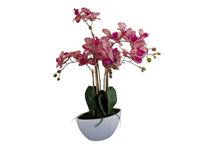 Pink Orchid Arrangement in White Pot (Artificial)
