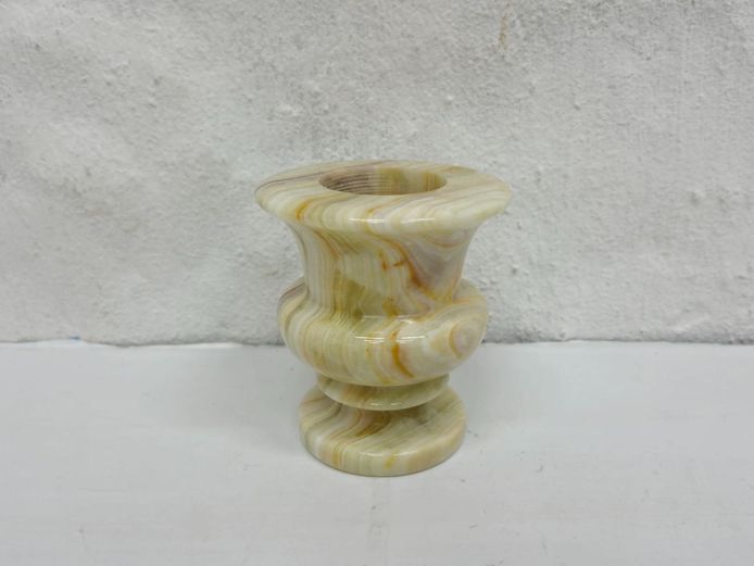 Vintage Miniature Polished Green Onyx Urn Vase