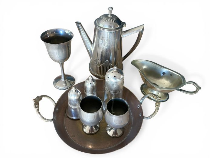 Pewter Tea Set with Tray
