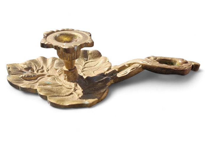 French 20th Century Art Nouveau Cast Brass Chamberstick