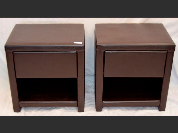 PAIR LEATHER TOUCH SINGLE DRAWER BEDSIDE PEDESTALS