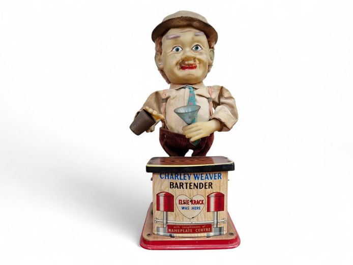 1962 Japanese "Charley Weaver Bartender" Tin Toy