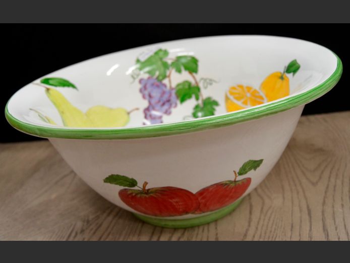 CELLO CERAMICS HAND PAINTED EARTHENWARE BOWL, 35cm Diameter x 16cm High