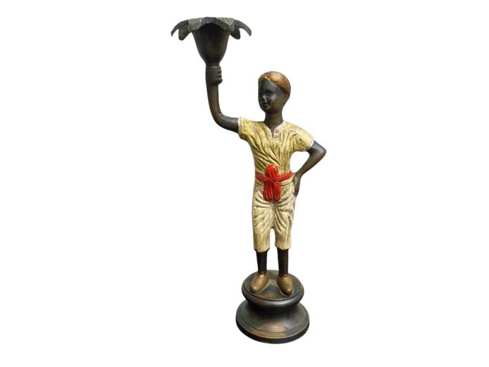 19th Century Austrian Bronze Candlestick Figurine