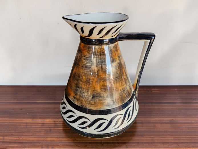 Hand-Painted Mid-Century Studio Pottery Pitcher