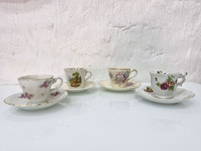 Vintage Mixed Lot of Porcelain Teacups including Antique J&G Meakin England & Cherry China