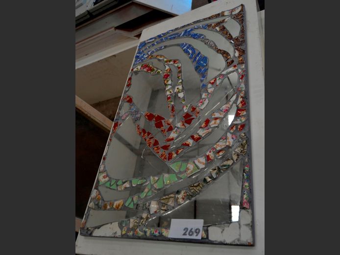 MOSAIC FRAMED MIRROR, 73 x 41cm [Damage to mosaic]