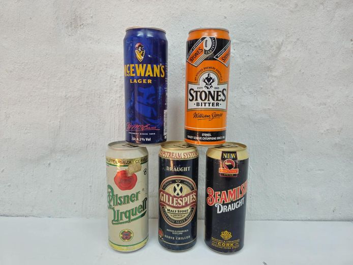 Vintage Collectible Beer Cans Lot Including McEwan’s, Stones, and Gillespie’s