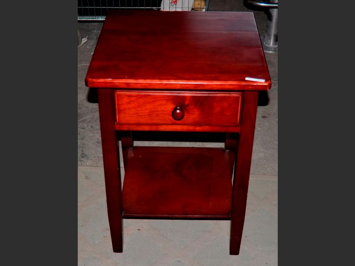 STAINED PINE SINGLE DRAWER BEDSIDE PEDESTAL, 45 x 45 x 62cm
