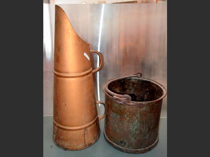 VINTAGE COAL BUCKET & COAL SCUTTLE, 28cm Diameter x 25cm High & 59cm High