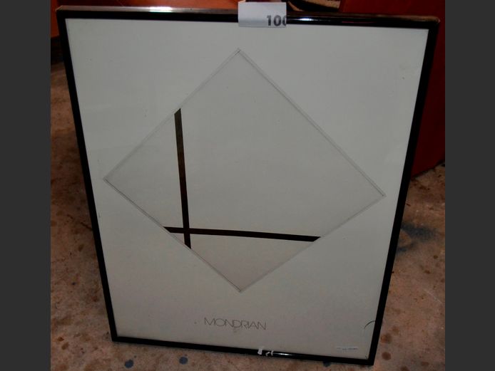 BLACK FRAMED ABSTRACT PRINT "MONDRIAN", 71 x 56cm