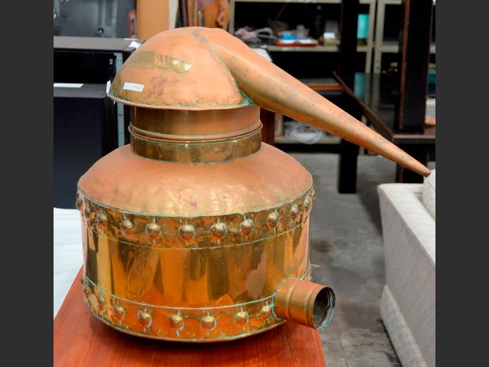 ANTIQUE BRASS STILL, 54cm High