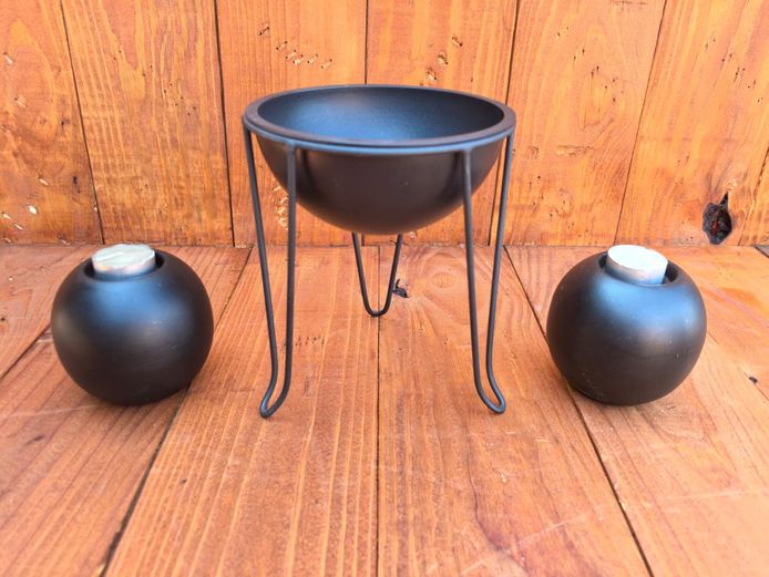 Matte Black 3-Piece Candle Holder & Warmer Set