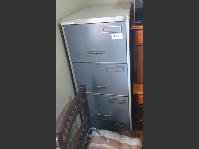 GREY STEEL 4-DRAWER FILING CABINET, 46 x 62 x 130cm