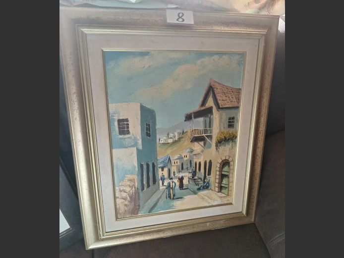 GILT FRAMED OIL ON BOARD "EUROPEAN STREET SCENE", 49 x 38cm