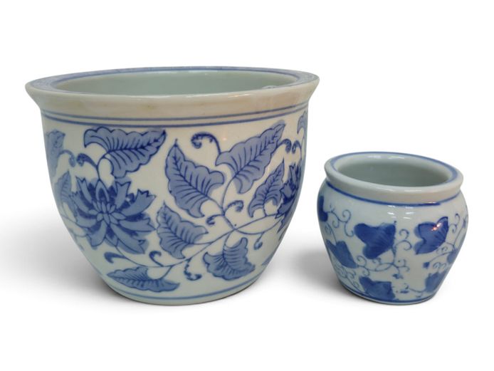 Pair of Chinese Blue and White Porcelain Planters
