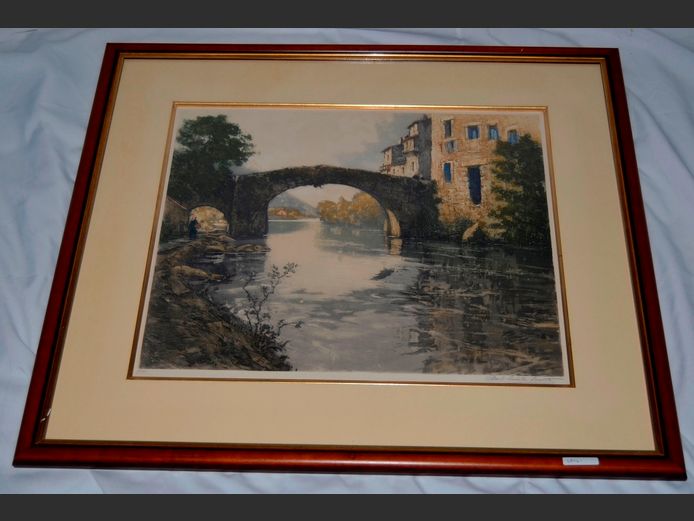 FRAMED PRINT "BRIDGE" BY PAULE EMILE LECOMTE, 59.5 x 48cm