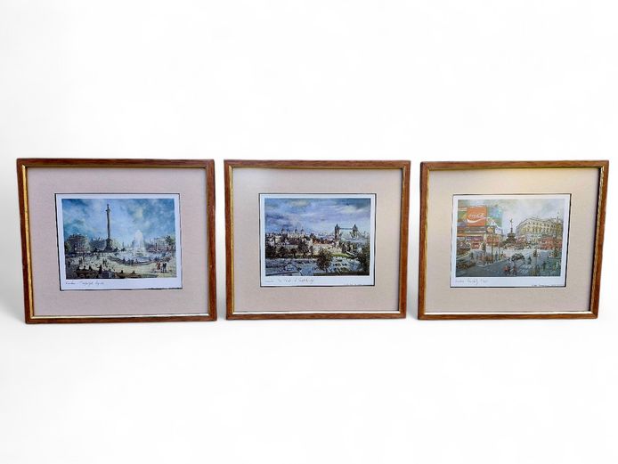 1980's Set of Three London Scene Lithograph Prints