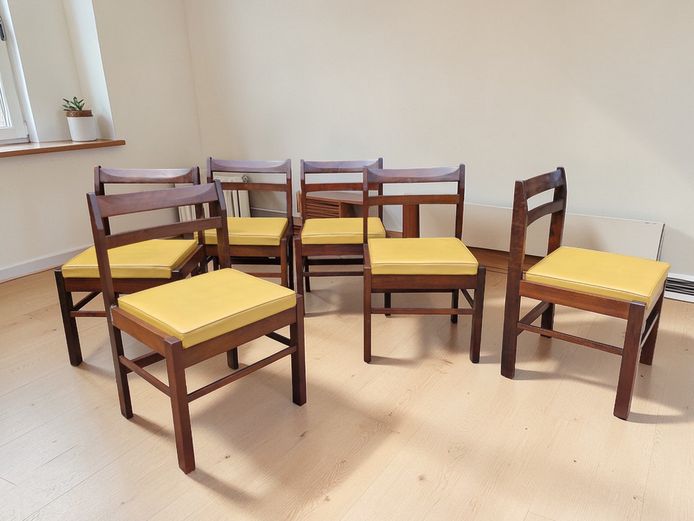 Mid-Century Modern Set of 6 Wooden Dining Chairs
