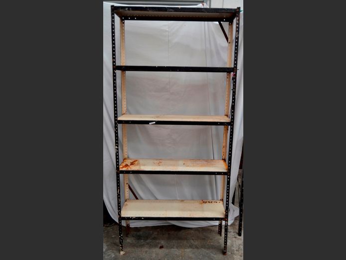 BLACK & CREAM METAL 4-TIER SHELF, 92 x 31 x 199cm