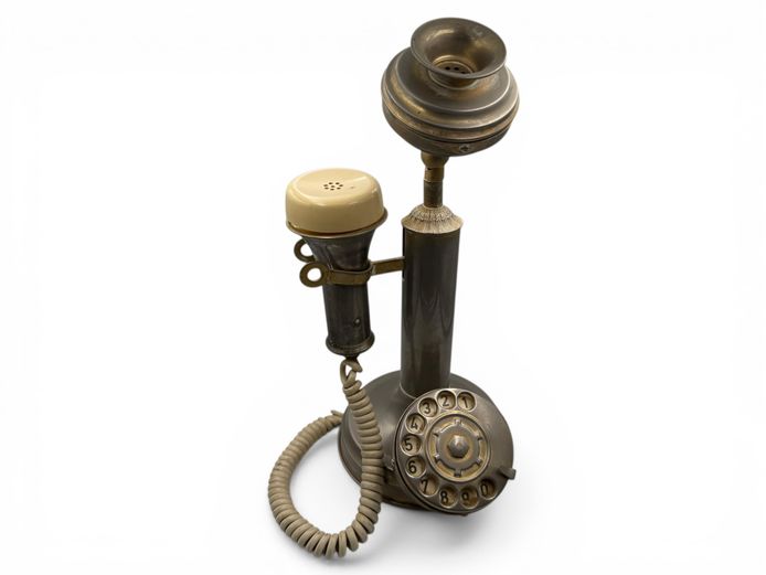 Vintage Candlestick Telephone – Retro Metal Reproduction Style
