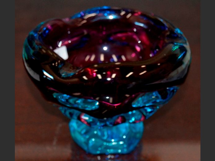MURANO GLASS ASHTRAY, 14cm Diameter x 10cm High