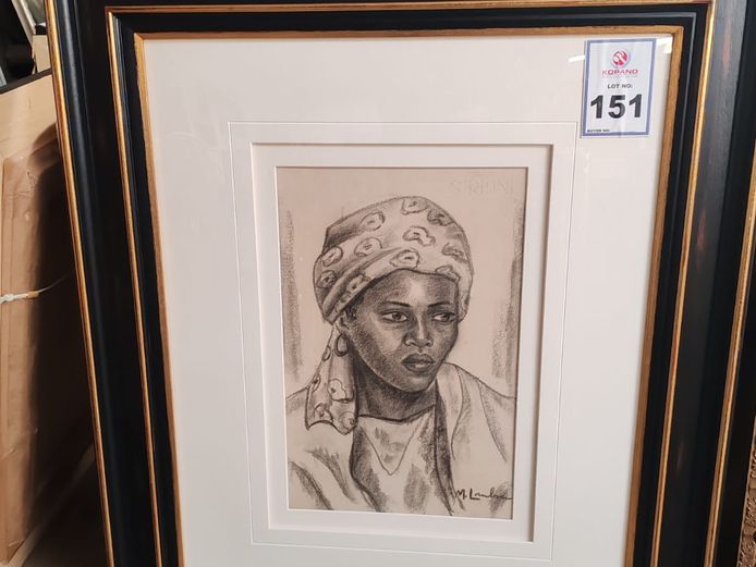 Portrait of woman with floral head scarf - Maggie Laubser (STC)