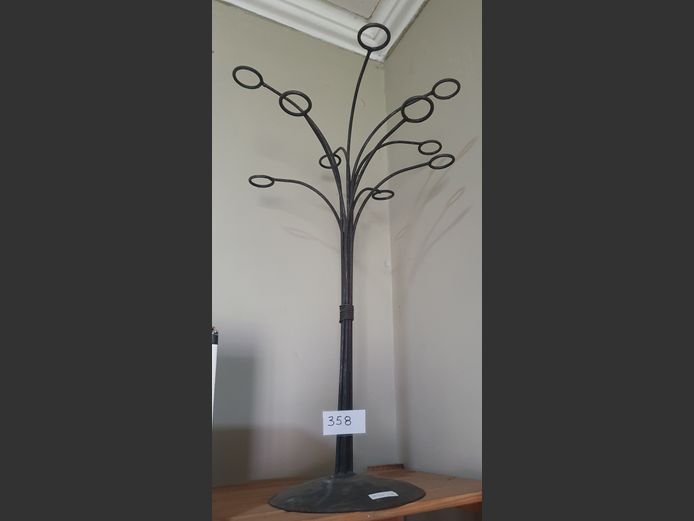 BLACK WROUGHT IRON FLOWER STAND, 75cm High