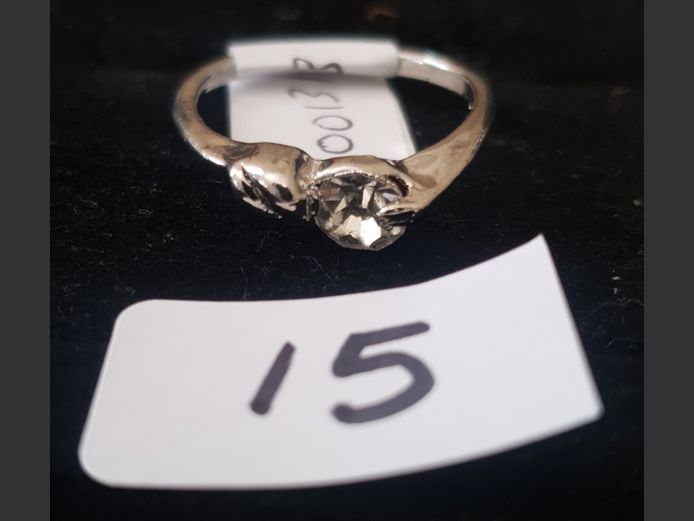 SILVER DRESS RING WITH CLEAR STONES