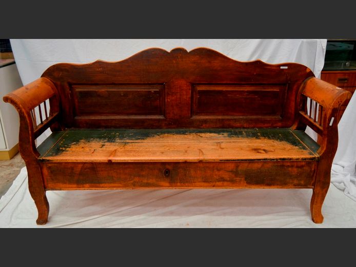 NEPALESE OREGON PINE BENCH WITH STORAGE, 181 x 51cm