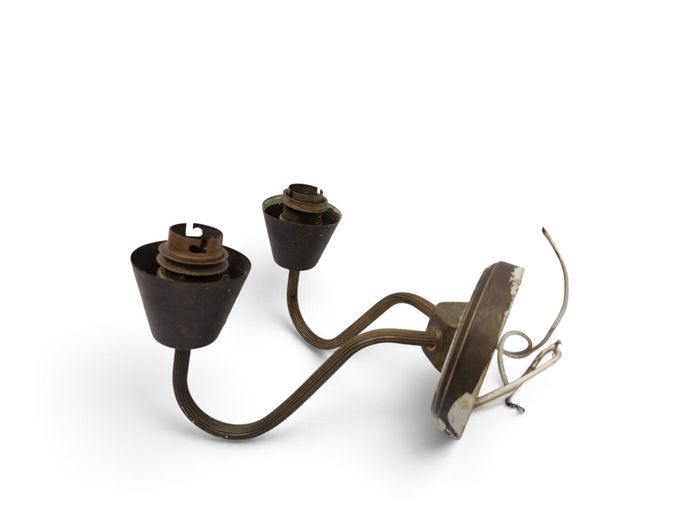 Mid-Century Modern Twin-Arm Brass Wall Sconce
