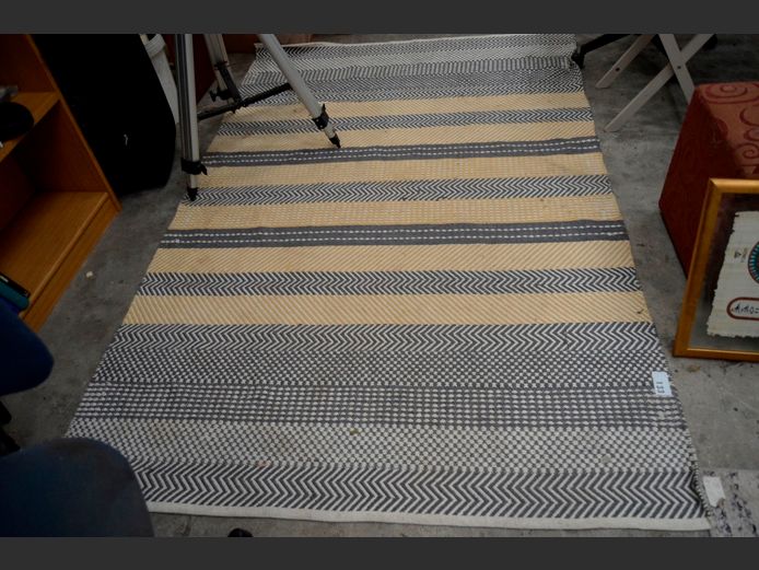 GREY & BEIGE STRIPED CARPET, 157 x 340cm