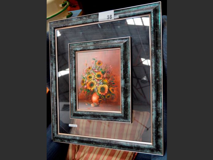 FRAMED & SIGNED OIL ON BOARD "FLOWERS IN VASE", 25 x 20cm