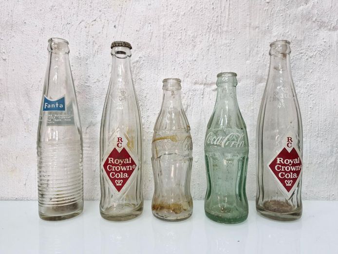 Lot of 5 Vintage Collectible Soda Bottles