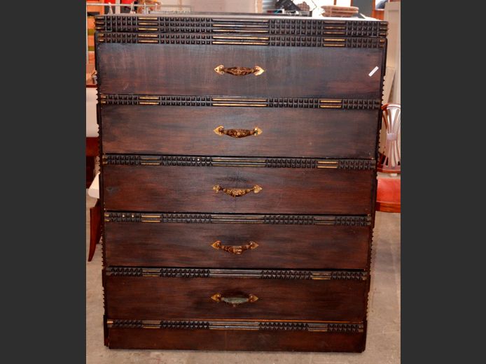 INDONESIAN TEAK 5-DRAWER CHEST OF DRAWERS, 117 x 63 x 147cm