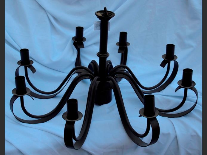 WROUGHT IRON 8-ARM CHANDELIER, 80cm Diameter x 45cm High